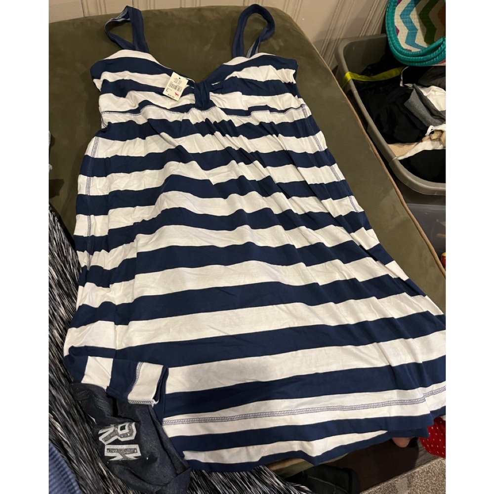 Vs pink navy stripe beach cover up or cotton sundress nwt